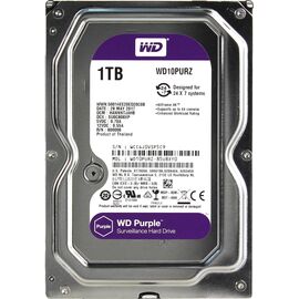  HDD 3.5" 1.0TB IntelliPower SATA3 64MB WD Purple (WD10PURZ) 24/7, для систем наблюдения (до 64 камер), AllFrame 4K уменьшает потери кадров 