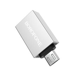  OTG переходник BOROFONE BV2 Micro USB (серебро) 